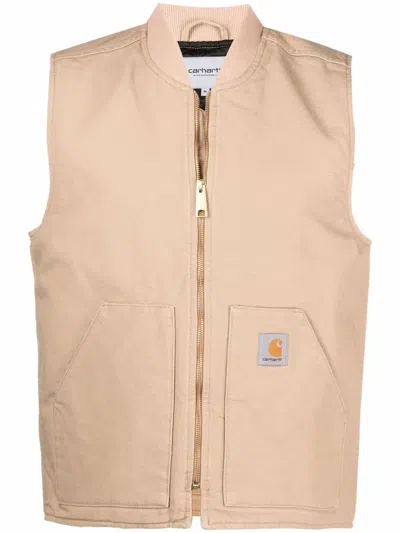 Carhartt Ribbed-collar Gilet In Neutrals