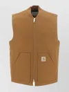 Carhartt Zipped Canvas Gilet In Brown