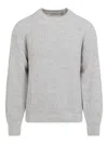 Carhartt Crew Neck Knit Sweater With Ribbed Cuffs In Gray