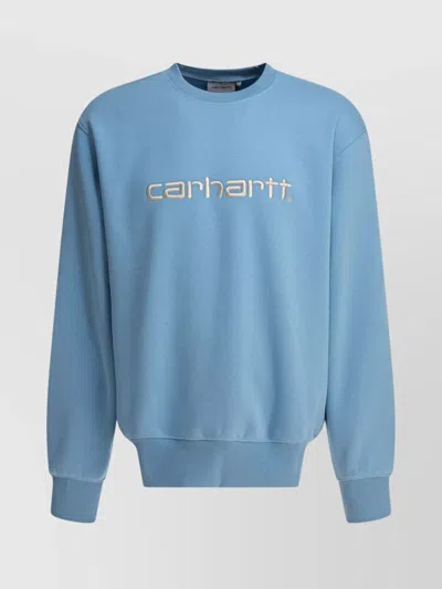 Carhartt Ribbed Crew Neck Sweaters With Long Sleeves In Blue