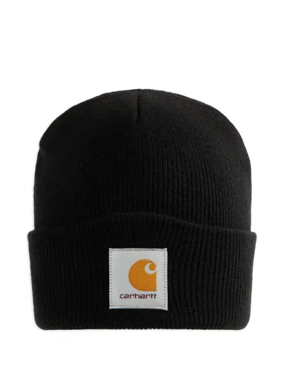 Carhartt Ribbed Logo-patch Beanie In Black