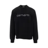 Carhartt 'rivet Script' Print Crewneck Sweatshirt In Black
