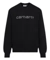 Carhartt 'rivet Script' Print Crewneck Sweatshirt In Black