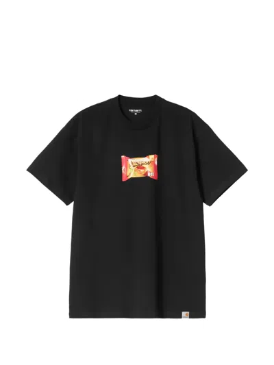 Carhartt Short Sleeves Road Side Snack T-shirt Organic Cotton Sing In Black
