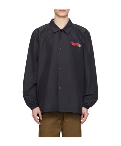 Carhartt Rocky Coach Logo-print Shirt Jacket In Black