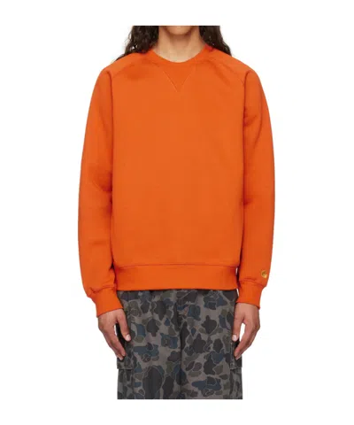 Carhartt Round-collar Long-sleeve Hoodie In Orange