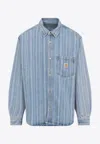 Carhartt Striped Cotton Shirt Jacket With Chest Pocket In Blue