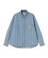 Carhartt Striped Cotton Shirt Jacket With Chest Pocket In Blue