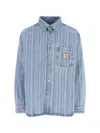 Carhartt Striped Cotton Shirt Jacket With Chest Pocket In Blue