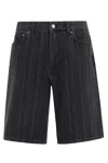 Carhartt Work In Progress Rylan Loose Fit Stripe Cotton Denim Shorts In Black