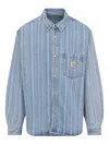 Carhartt Striped Cotton Shirt Jacket With Chest Pocket In Blue