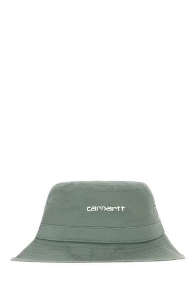 Carhartt Sage Green Cotton Hat In Park White