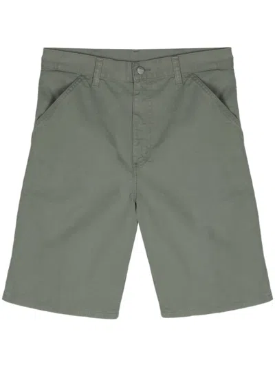 CARHARTT SAGE GREEN LOGO-APPLIQU SHORTS