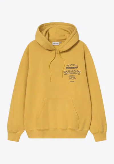 Carhartt Sandwich Logo Print Hooded Sweatshirt In Yellow