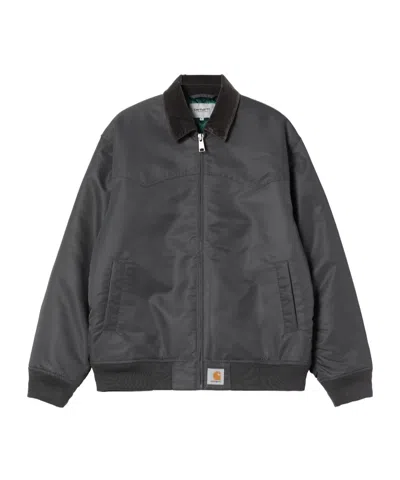 Carhartt Santa Fe Alumni Velvet-trimmed Nylon-twill Bomber Jacket In Gray