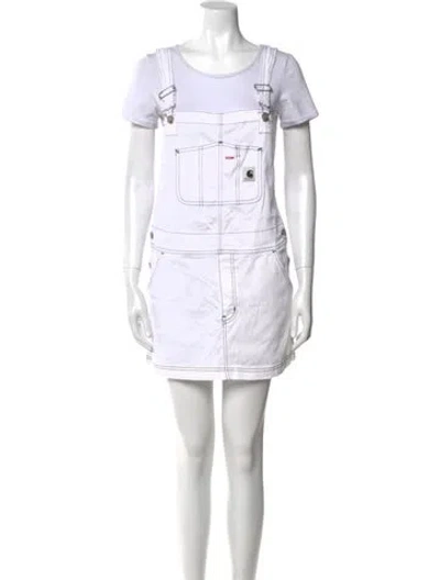 Pre-owned Carhartt Scoop Neck Mini Dress In White