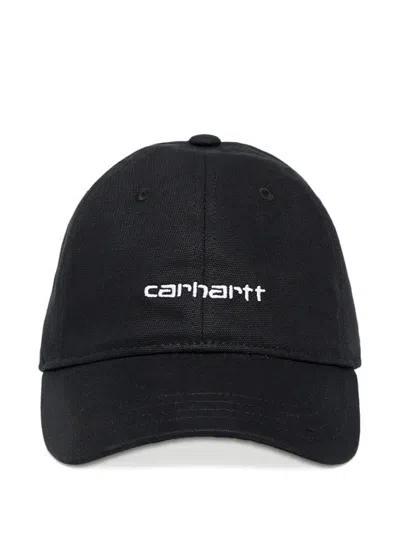 Carhartt Scrip Canvas Baseball Cap In Black