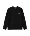 Carhartt Black Crewneck Sweatshirt With White Embroidered Logo In Black