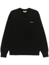 Carhartt Black Crewneck Sweatshirt With White Embroidered Logo In Black