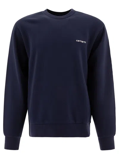 Carhartt Script Embroidery Sweatshirts Blue