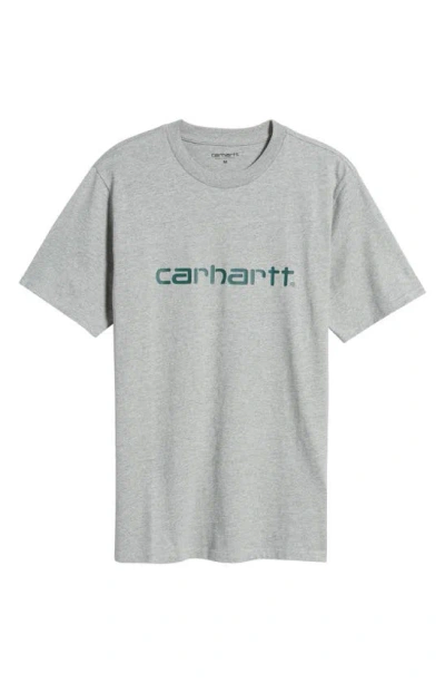 Carhartt Script Logo Graphic T-shirt In Grey Heather Cherv
