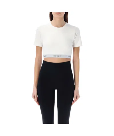 Carhartt Script Logo-underband Cropped T-shirt In Black