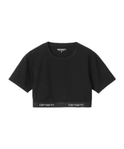 Carhartt Script Logo-underband Cropped T-shirt In Black