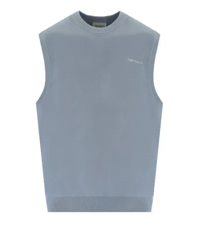 Carhartt Script Misty Sky Vest In Blue