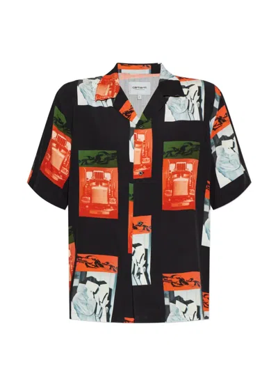 Carhartt Wip Sean Hamilton Shortsleeve Printed Viscose Shirt In Black