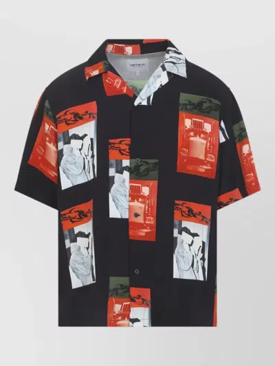 Carhartt Wip Sean Hamilton Shortsleeve Printed Viscose Shirt In Black In Multi