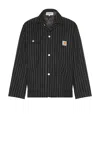 Carhartt Work In Progress Seaton Pinstripe Chore Jacket In Seaton Stripe & Black