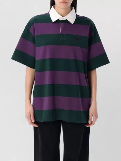 Carhartt Seffner Polo Shirt Contrasting Collar Stripes In Purple