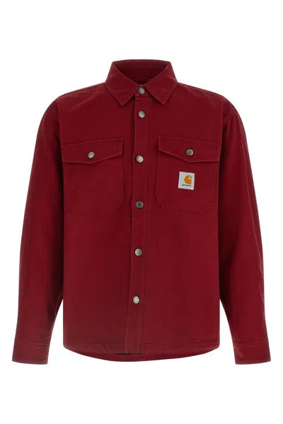 Carhartt Overshirt With Buttoned Cuffs And Pockets In Burgundy