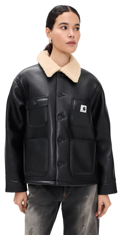Carhartt Shepton Og Michigan Shearling-collar Coat In Black