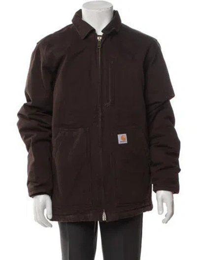 Pre-owned Carhartt Sherpa-lined Barn Workwear Jacket In Brown