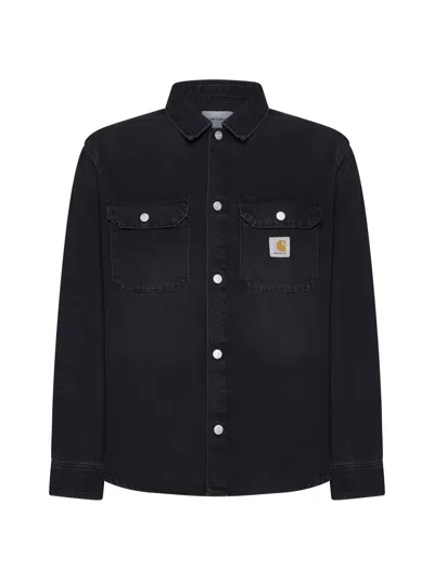 Carhartt Shirt In Black Dark Used Wash