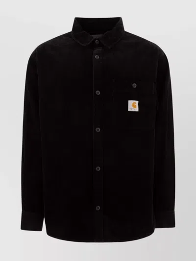 Carhartt Shirt Corduroy Texture Chest Pocket In Black