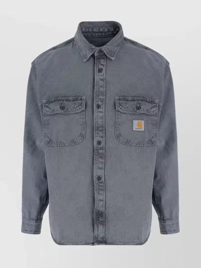 Carhartt Shirt Denim Cotton Button-down Front In Gray