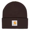 Carhartt Short Acrylic Watch Hat Tobacco In Burgundy