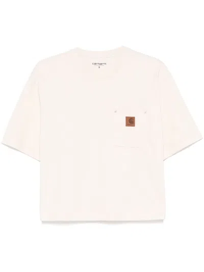 Carhartt Short Cotton T-shirt With Pocket And Logo In 05xx