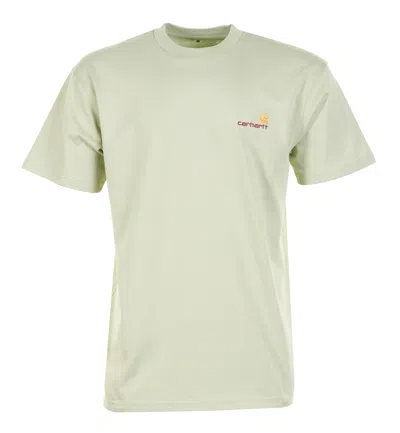 Carhartt Short Sleeve American Script T Shirt Pale Olive In Neutral