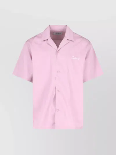 Carhartt Short Sleeve Casual Shirt With Spread Collar In Pink