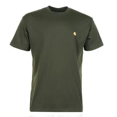 Carhartt Short Sleeve Chase T Shirt Olive Gold In Green