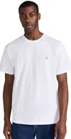 Carhartt Essential Logo Crewneck T-shirt In White/gold