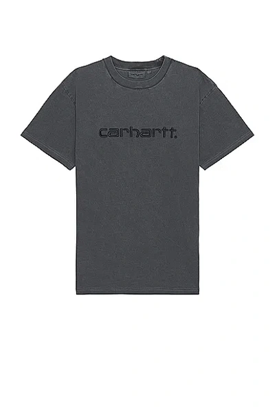 Carhartt Short Sleeve Duster T-shirt In Black Garment Dyed