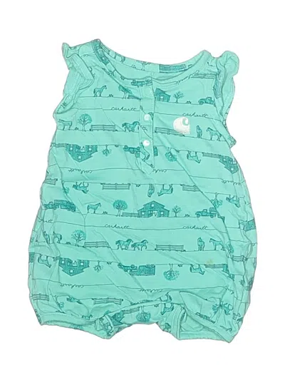 Pre-owned Carhartt Babies' Short Sleeve Onesie In Teal
