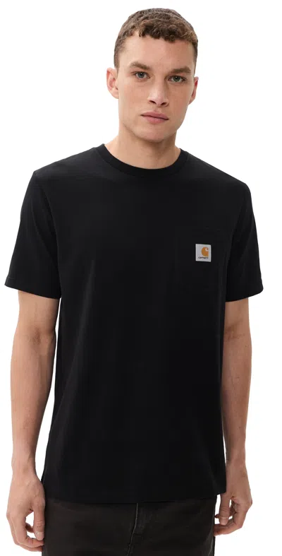 Carhartt Short-sleeve Logo Patch Pocket T-shirt In Black