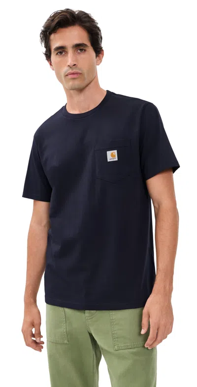 Carhartt Short Sleeve Pocket Tee Dark Navy/gold