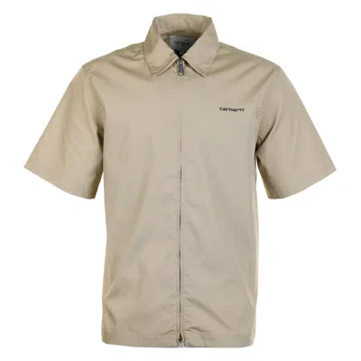 Carhartt Short Sleeve Postal Zip Shirt Iroko In Gray