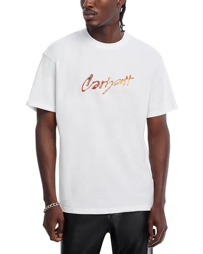 Carhartt Short Sleeve Script Logo Tee In White
